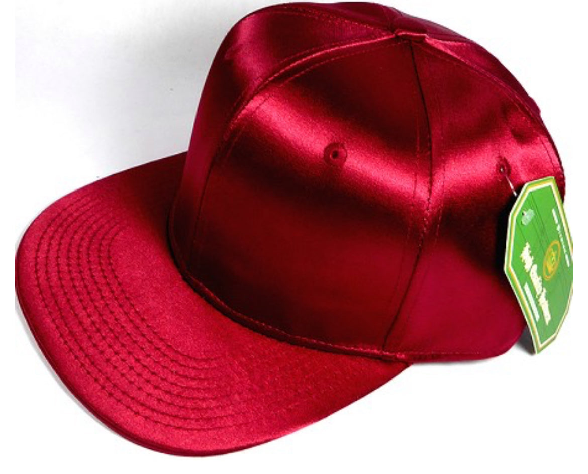 Faux Satin Silk Adult Flat Brim Snap Hat