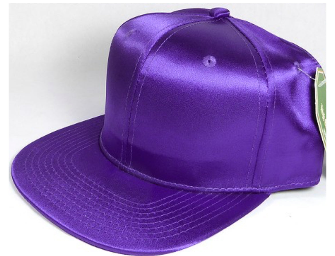 Faux Satin Silk Adult Flat Brim Snap Hat