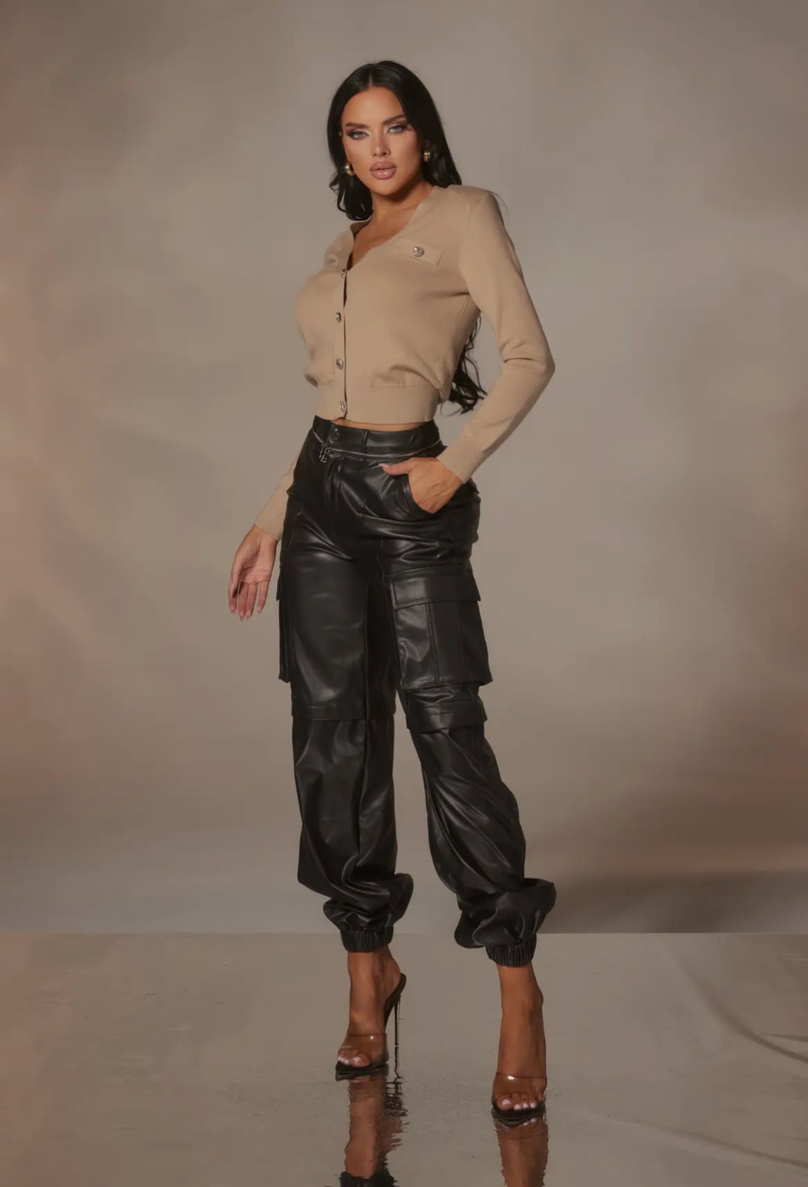 Hot* Faux Leather Jogger Cargo Pants by WFFS