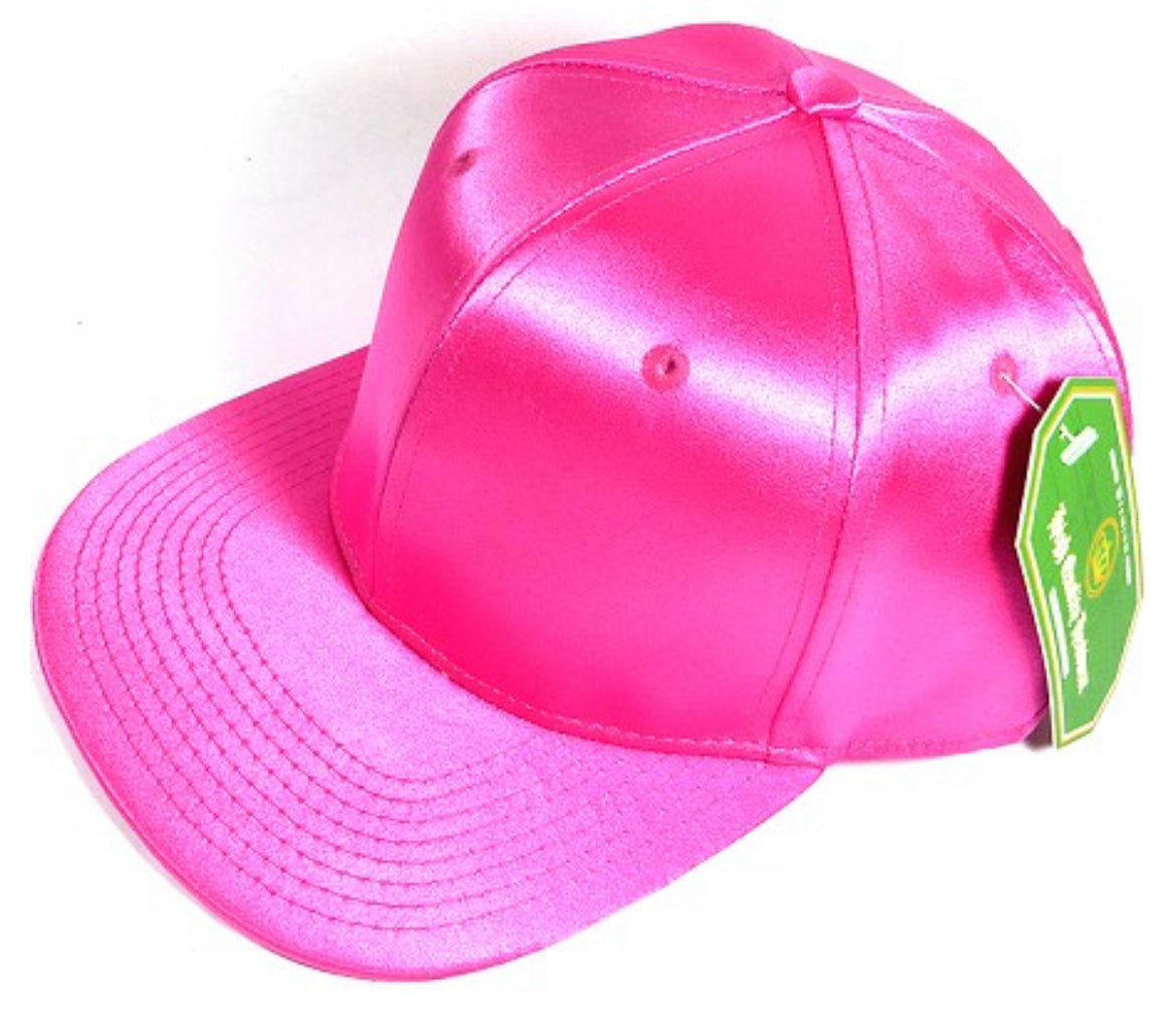 Faux Satin Silk Adult Flat Brim Snap Hat