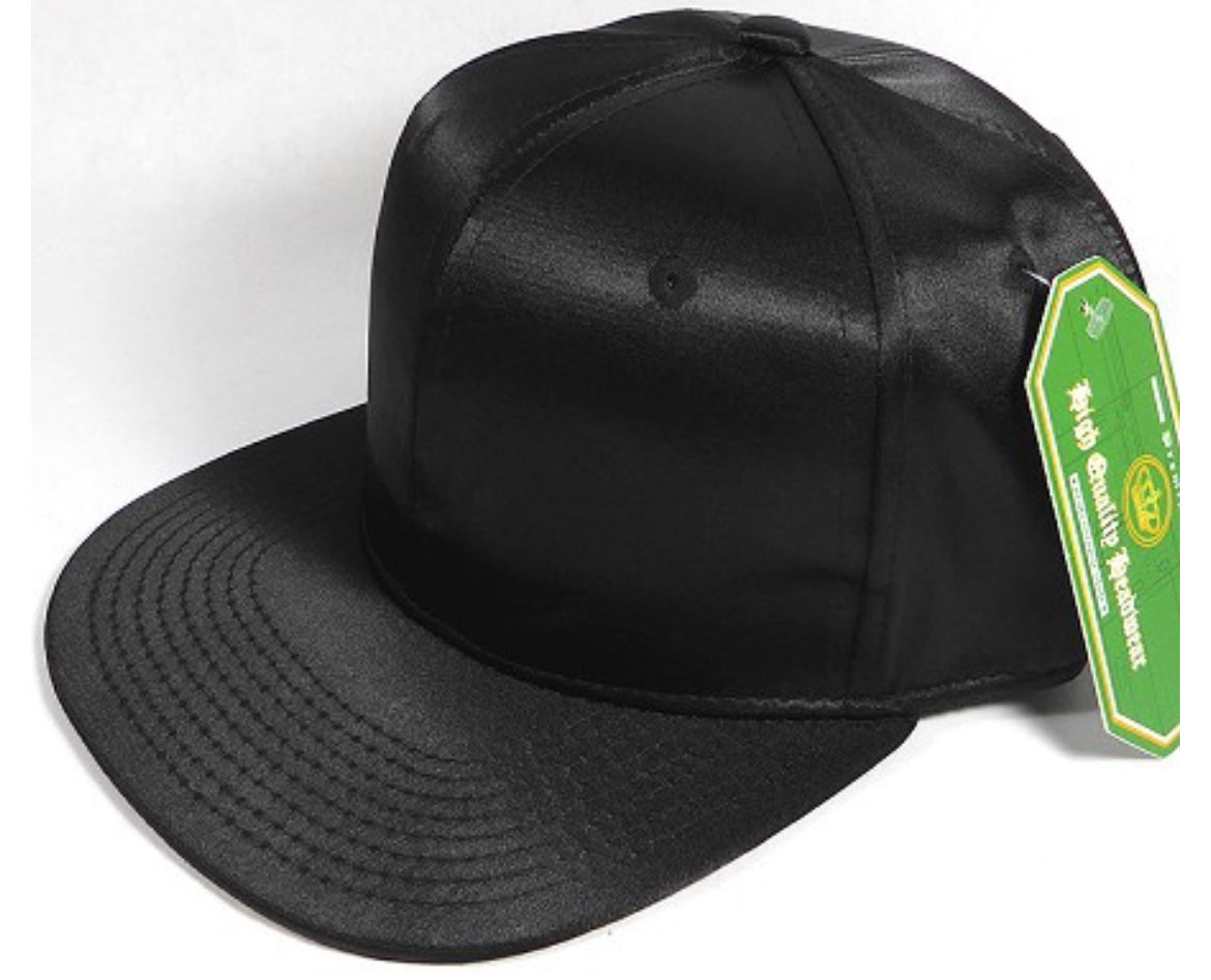 Faux Satin Silk Adult Flat Brim Snap Hat