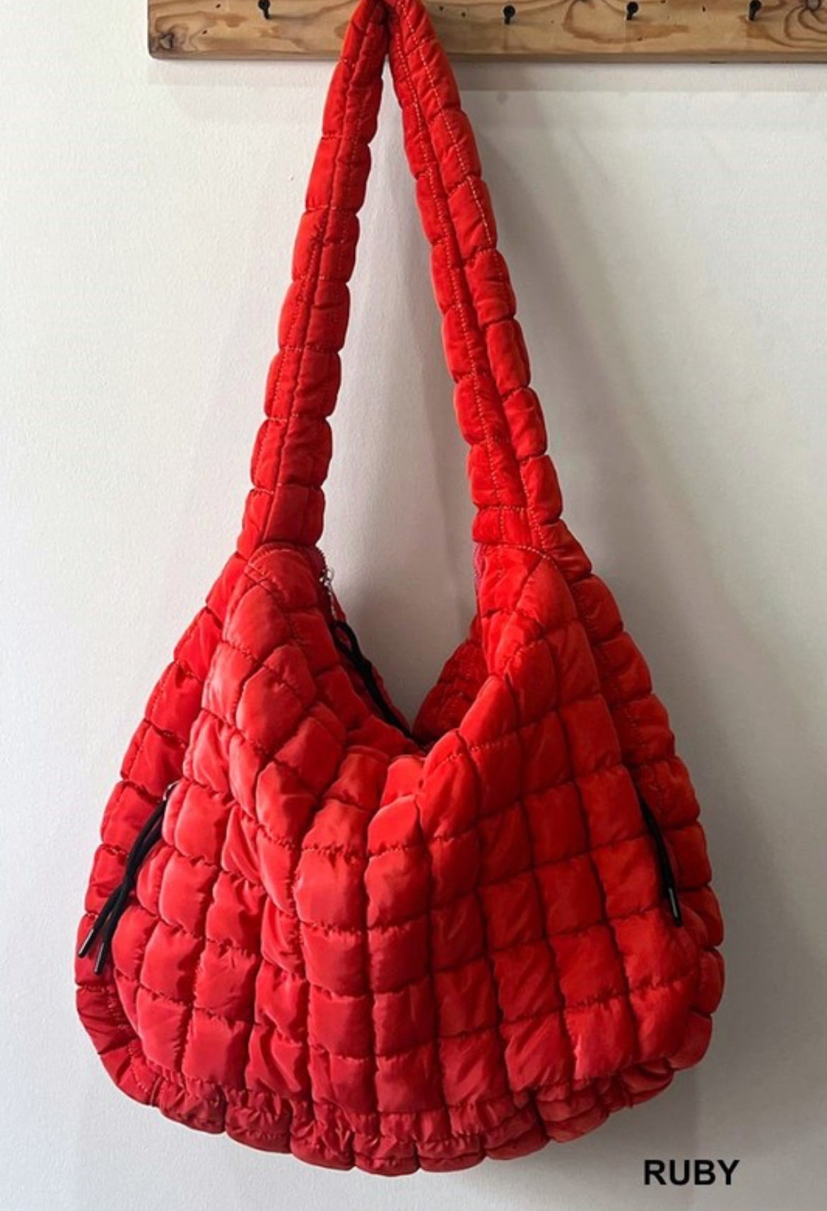 Ruby Bright Pink Oversized Quilted Carryall Tote Bag by Zenana