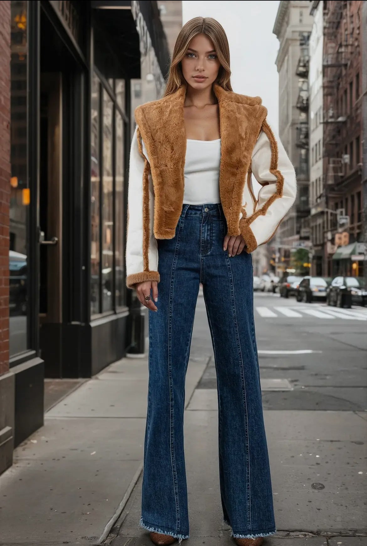 Wisteria Lane Contrast Fur Faux Suede Jacket