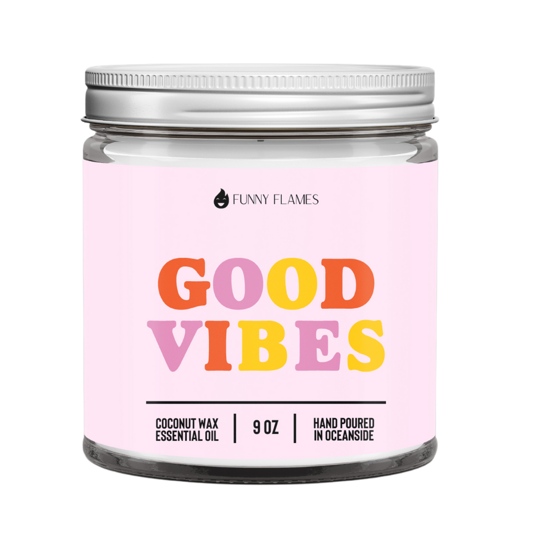 Good Vibes -9oz Funny Flames Candle- Melon Scented -Funny Flames Candle Co - Les Creme