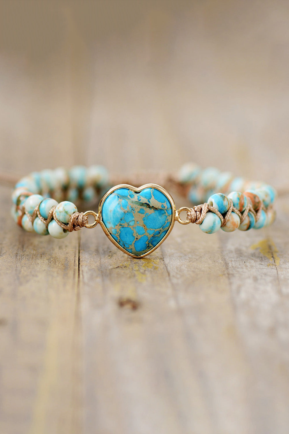 Handmade Heart Shape Natural Stone Bracelet (Sky Blue)