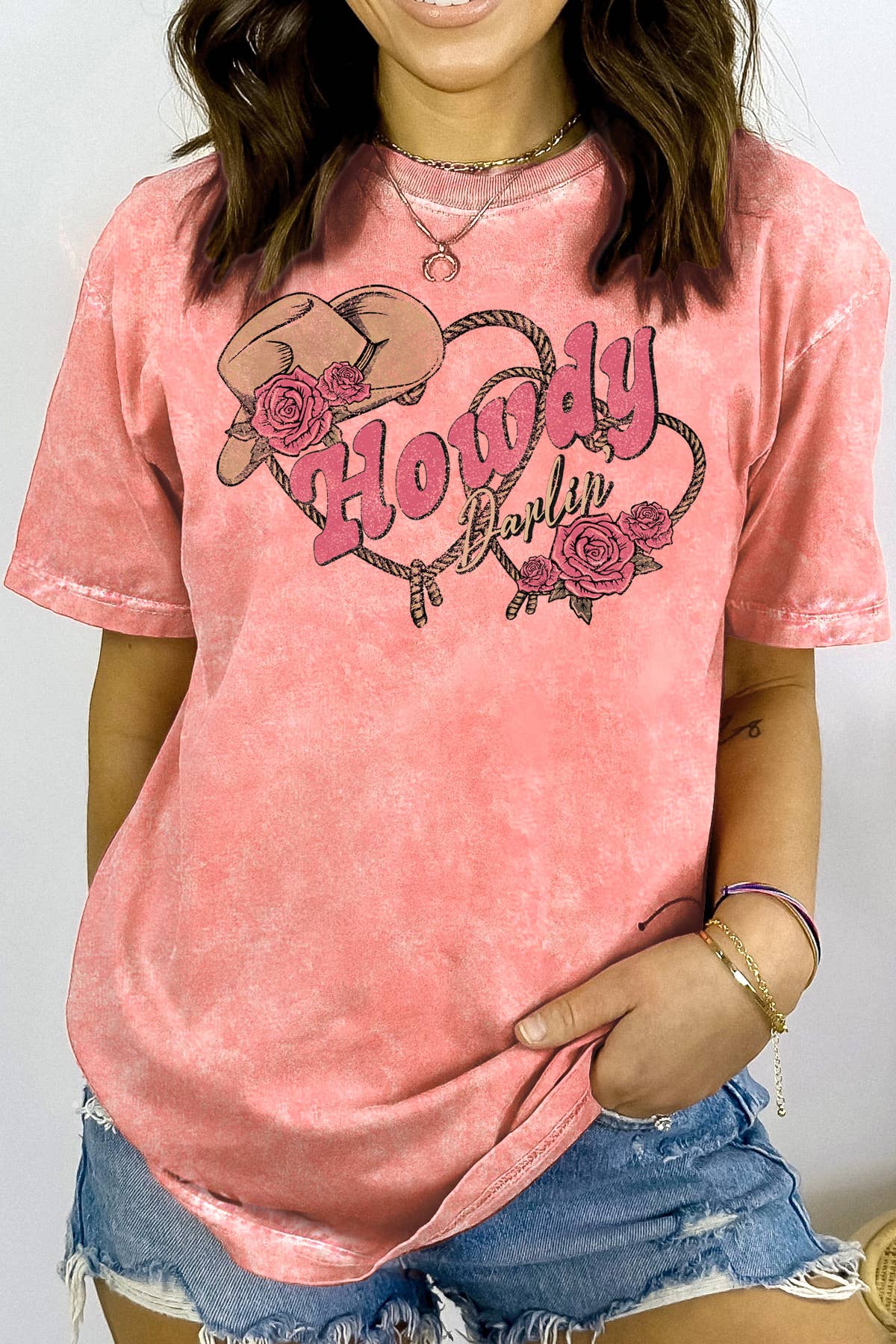 Howdy Darlin Mineral Wash T Shirt BouTeeQue Closet