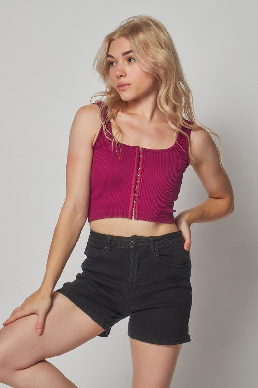 Love Poem Clasp Crop Tank Top in Multiple Colors