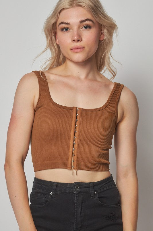 Love Poem Clasp Crop Tank Top in Multiple Colors