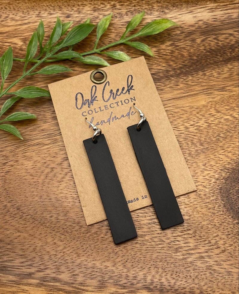 Leather Bar Earring Oak Creek (Black)