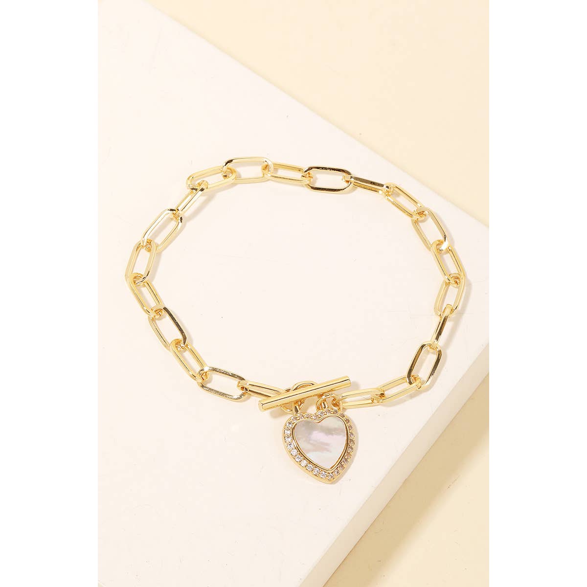 Anarchy Street Pearly Heart Charm Chain Bracelet -Anarchy Street