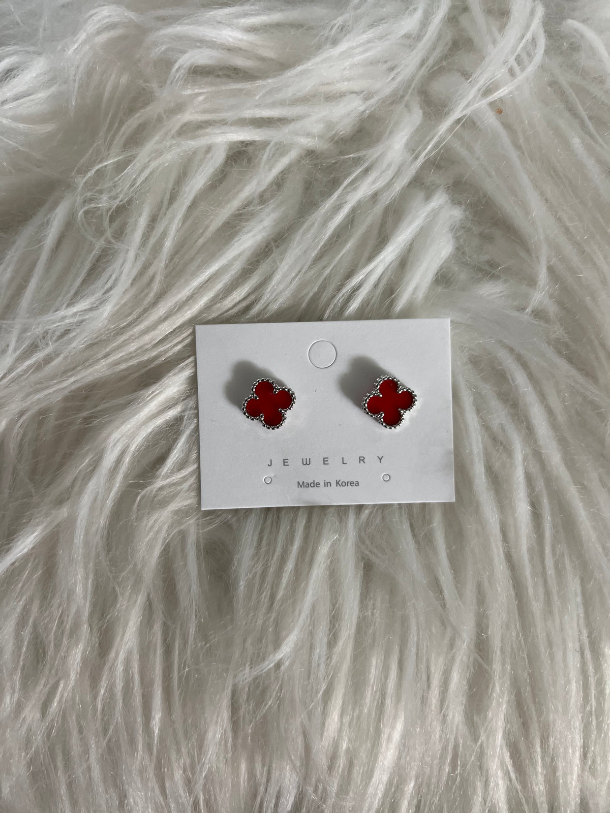 Classic Clover Earrings by Must Have (Red)