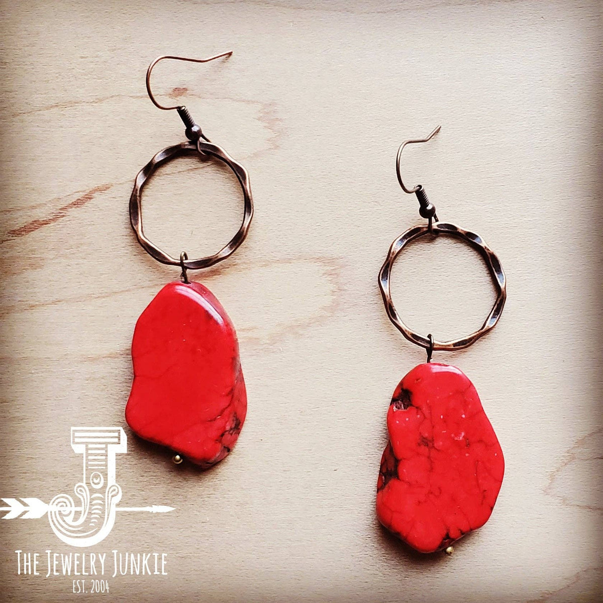 Turquoise Chunky Earrings (Red)