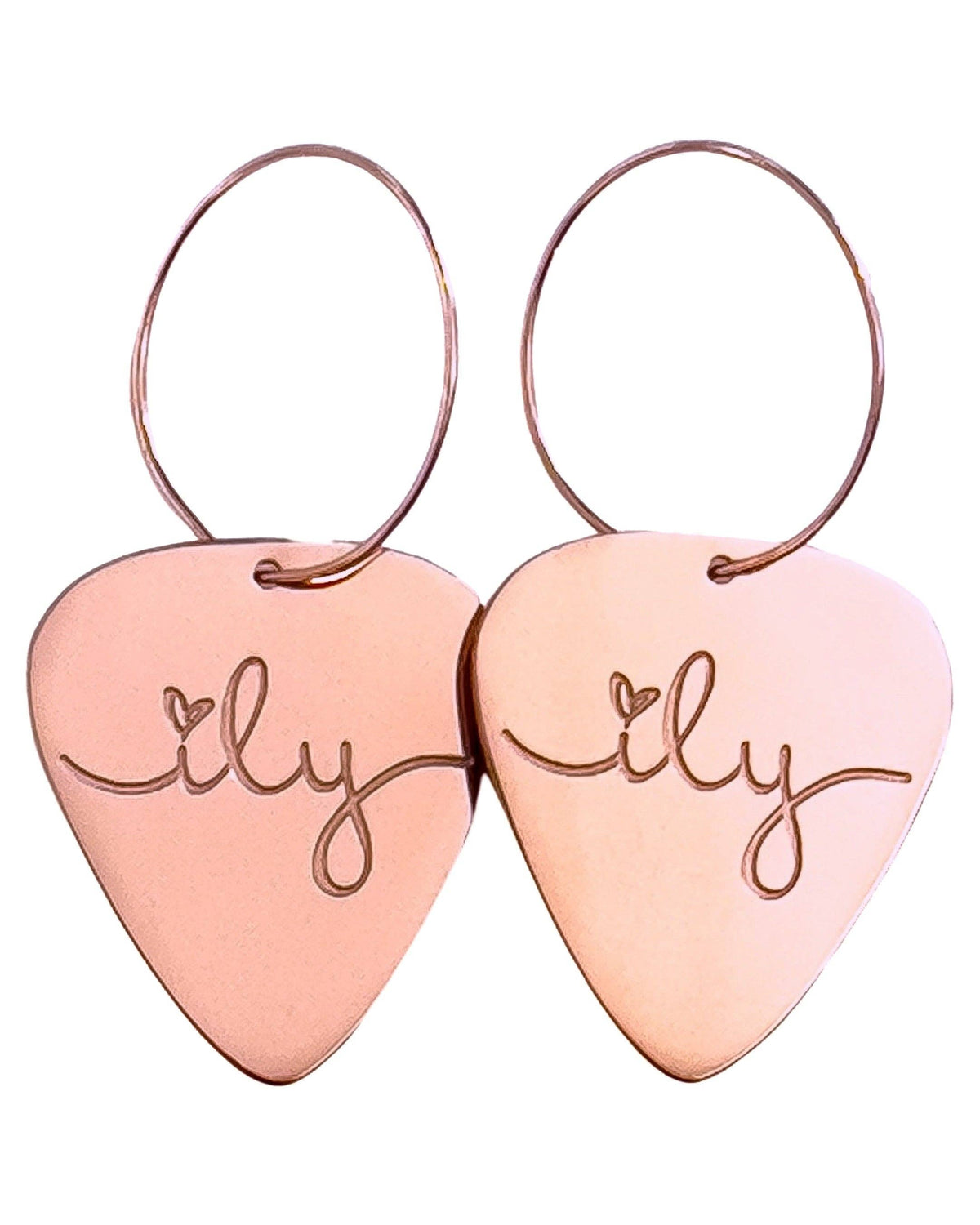 Rose Gold ILY Hoop Earrings Groupie Love Custom Earrings (25mm)