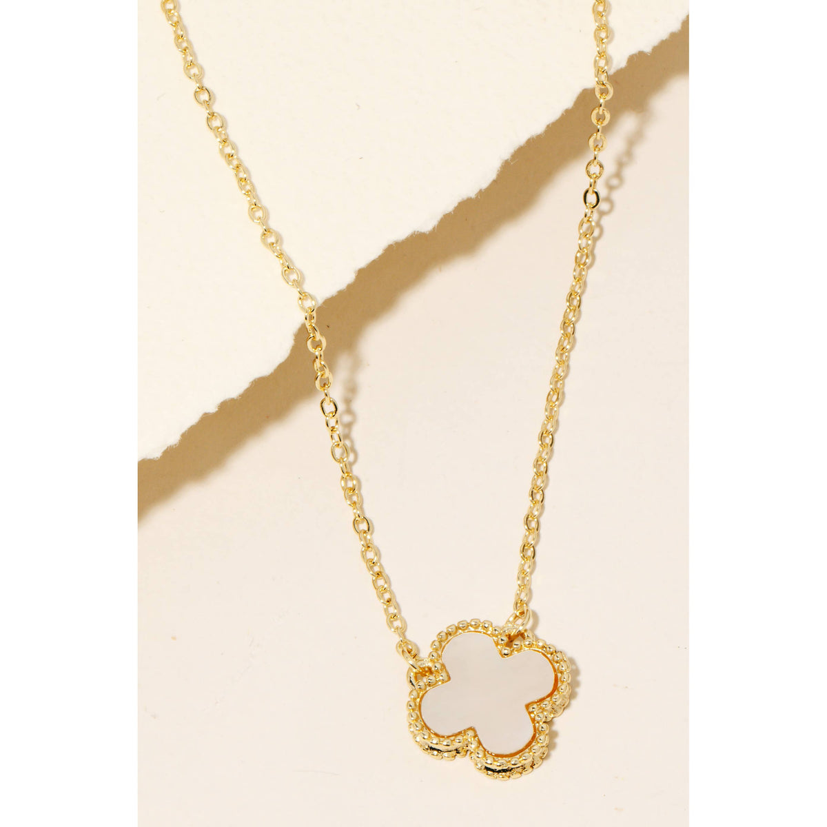 Shell Clover Pendant Chain Necklace-Anarchy Street