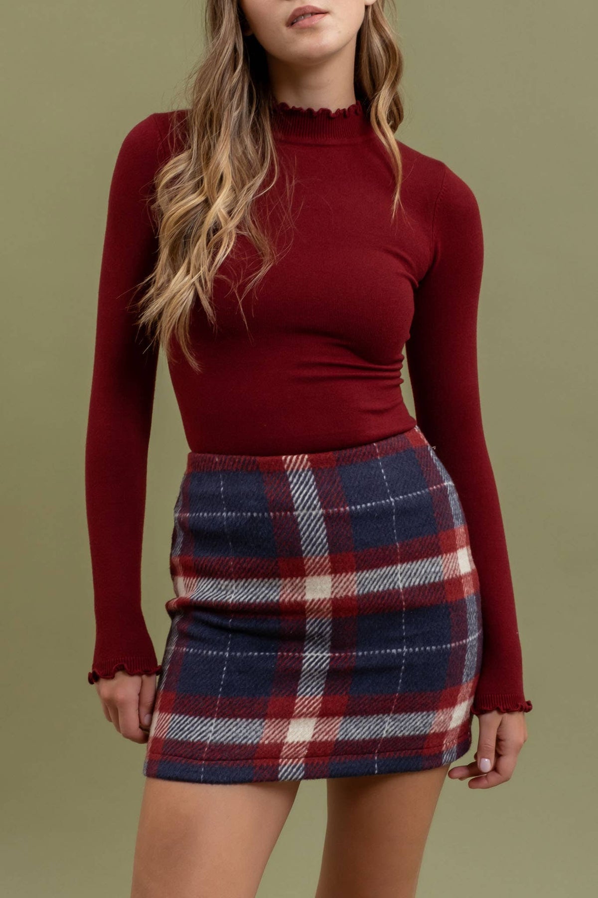 Sweater Plaid Mini Skirt by The Workshop Studio