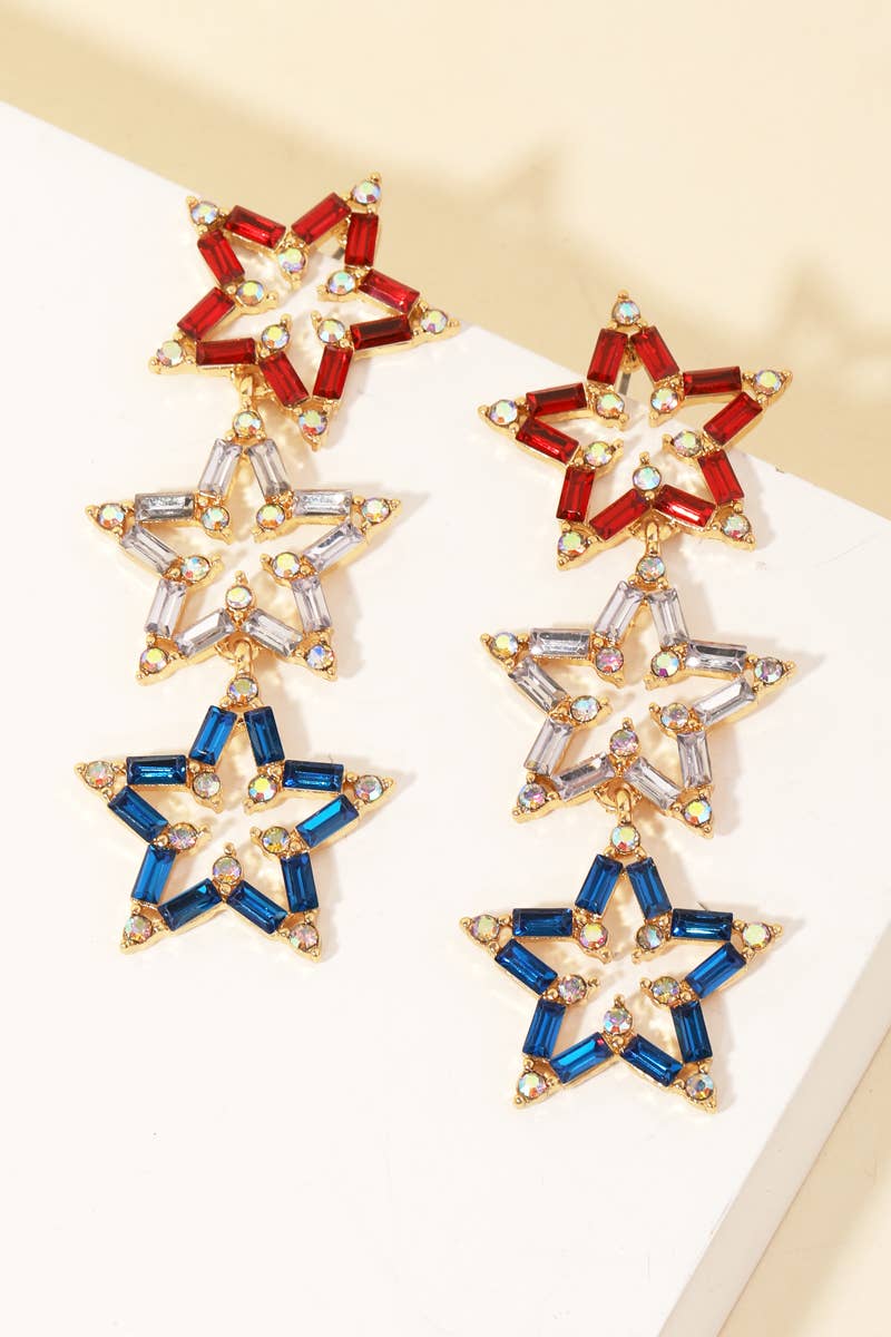 Tiered Rhinestone Star Drop Earrings Anarchy Street