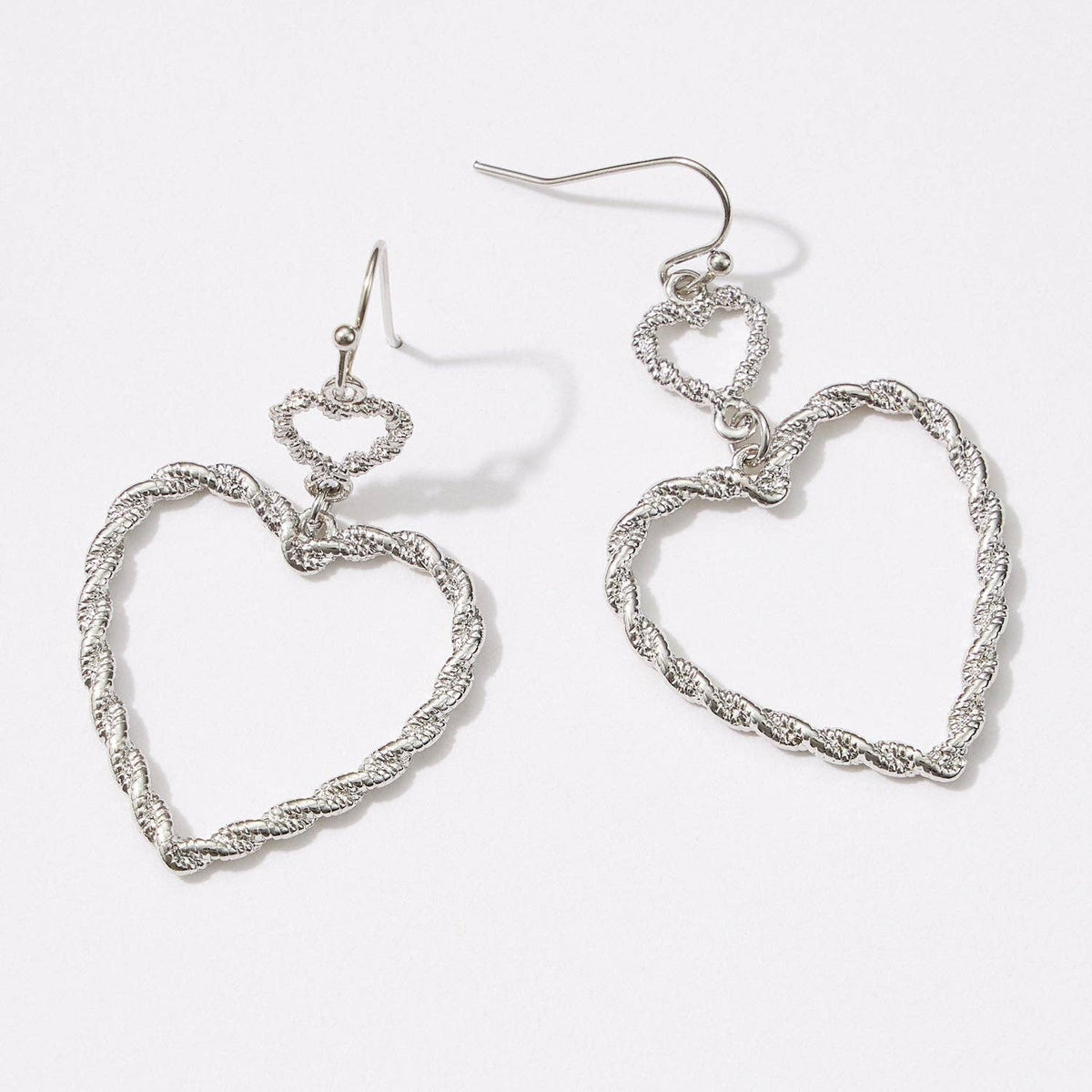 Twisted Metal Heart Shaped Dangling Earrings