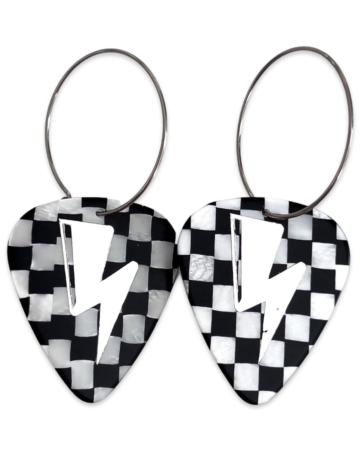 Electric Love Checkerboard Reversible Single Earrings- Groupie Love