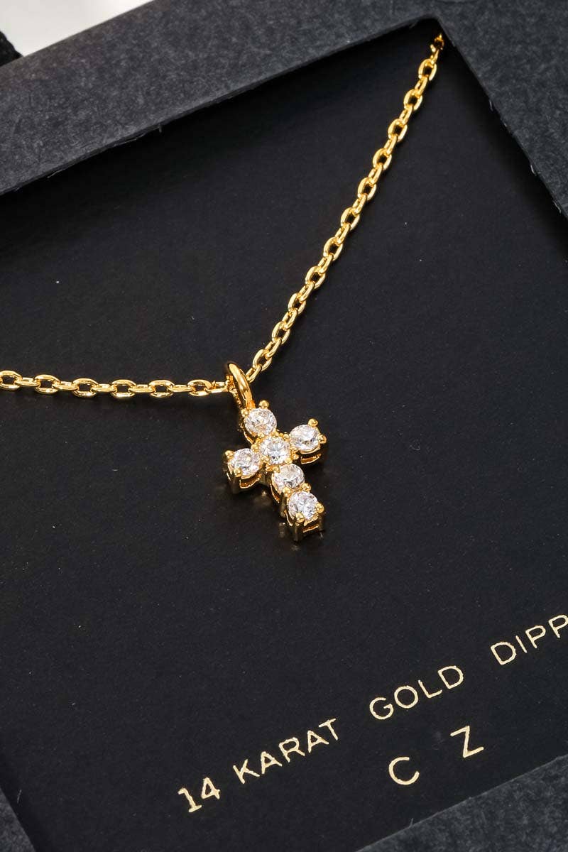 Secret Box Cz Mini Cross Charm Necklace-Anarchy Street