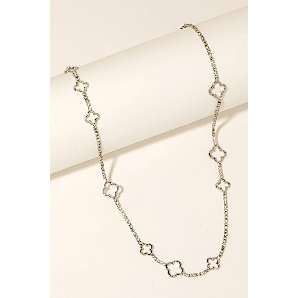 Rhinestone And Clover Chain Necklace Anarchy Street