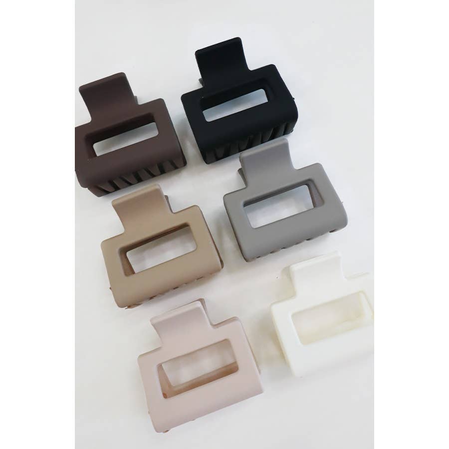 3-Pcs Neutral Color Mini Rectangle Hair Claw Set