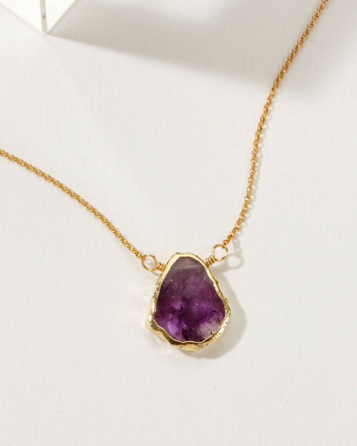 Luna Norte Earth, Wind and Fire Genuine Stone Necklace Gold- Amethyst