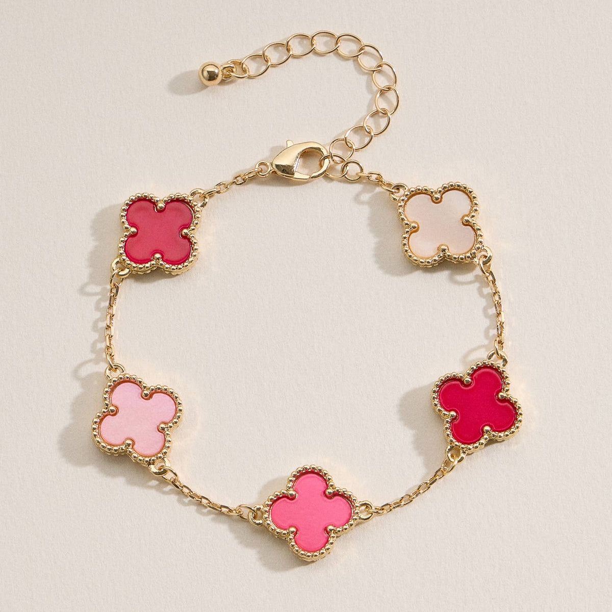 Colorful Shell Charm Bracelet with Gold Detailing: Fushia/Multi