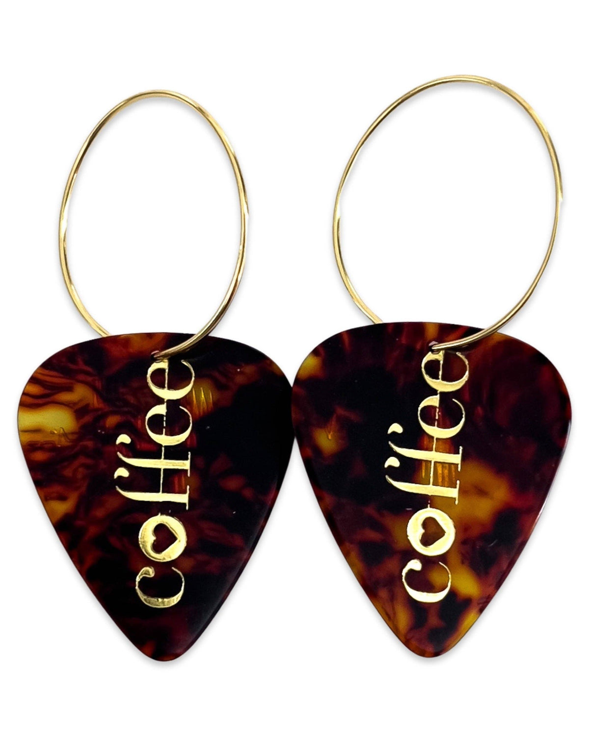 Coffee Tortoise Shell Gold Reversible Hoop Earrings- Groupie Love