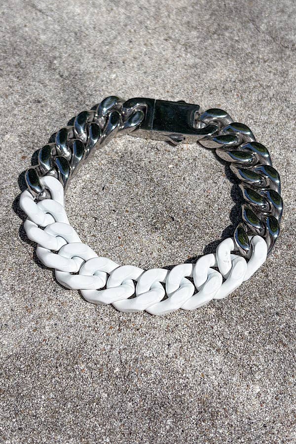 Victoria White and Silver Link Bracelet