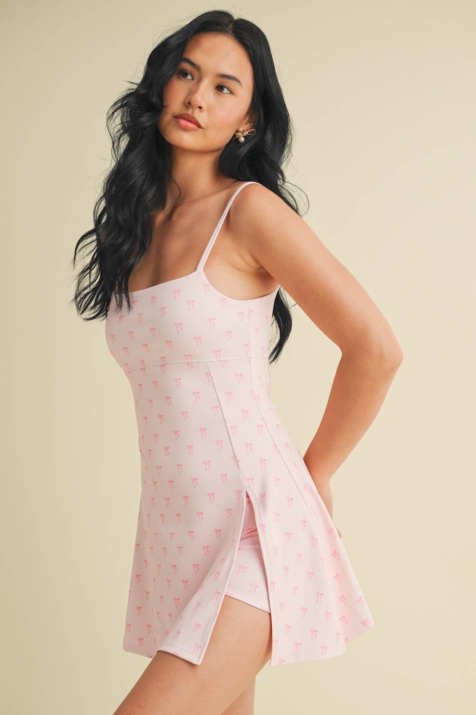 Bow Print A-Line Mini Dress by Kimberly C