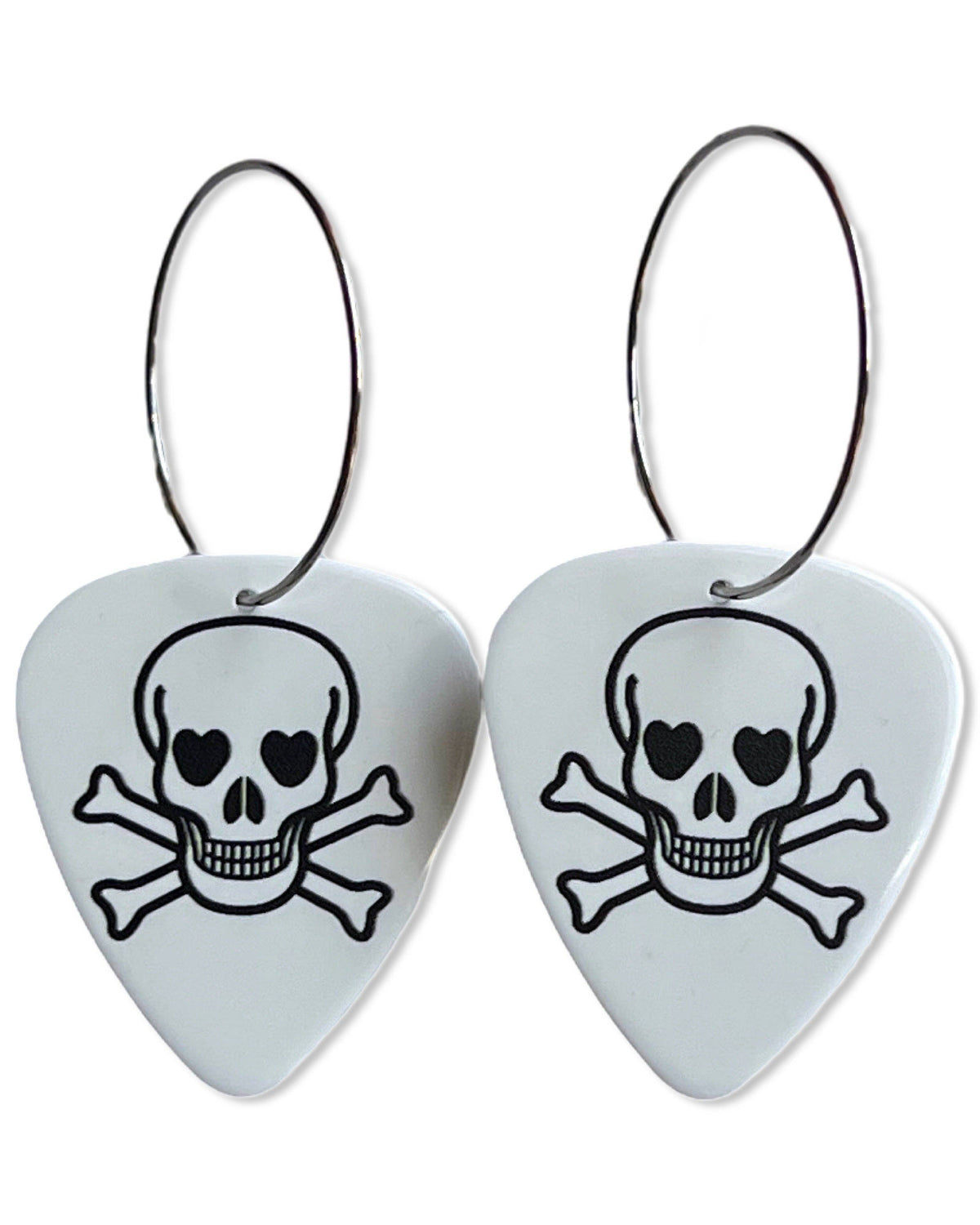 Skull Groupie Love Reversible Single Guitar Pick Earrings