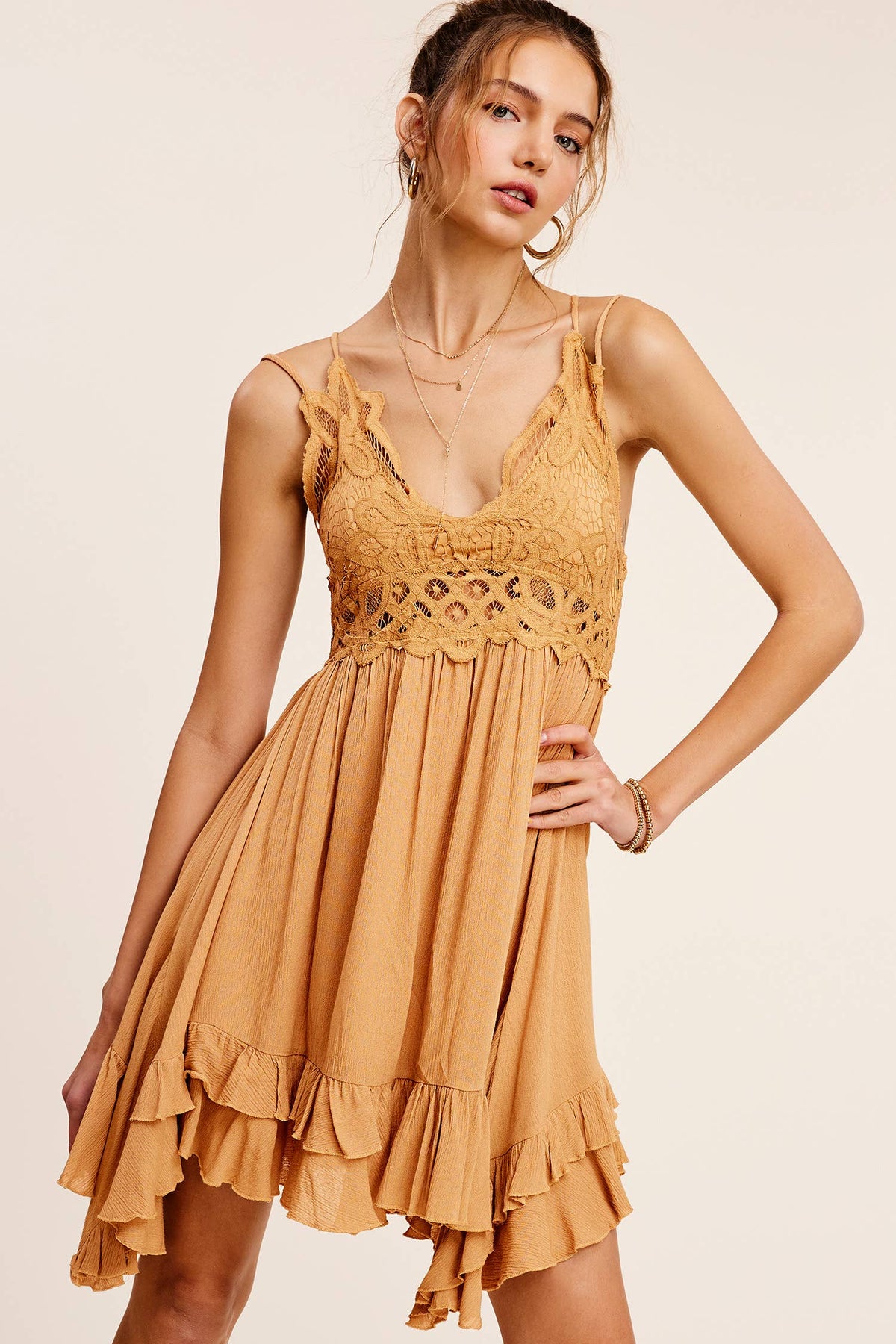 Crochet Lace Trim Sleeveless Bralette Mini Dress by La Miel S / Ruby Crochet Lace Trim Sleeveless Bralette Mini Dress by La Miel S / Ruby