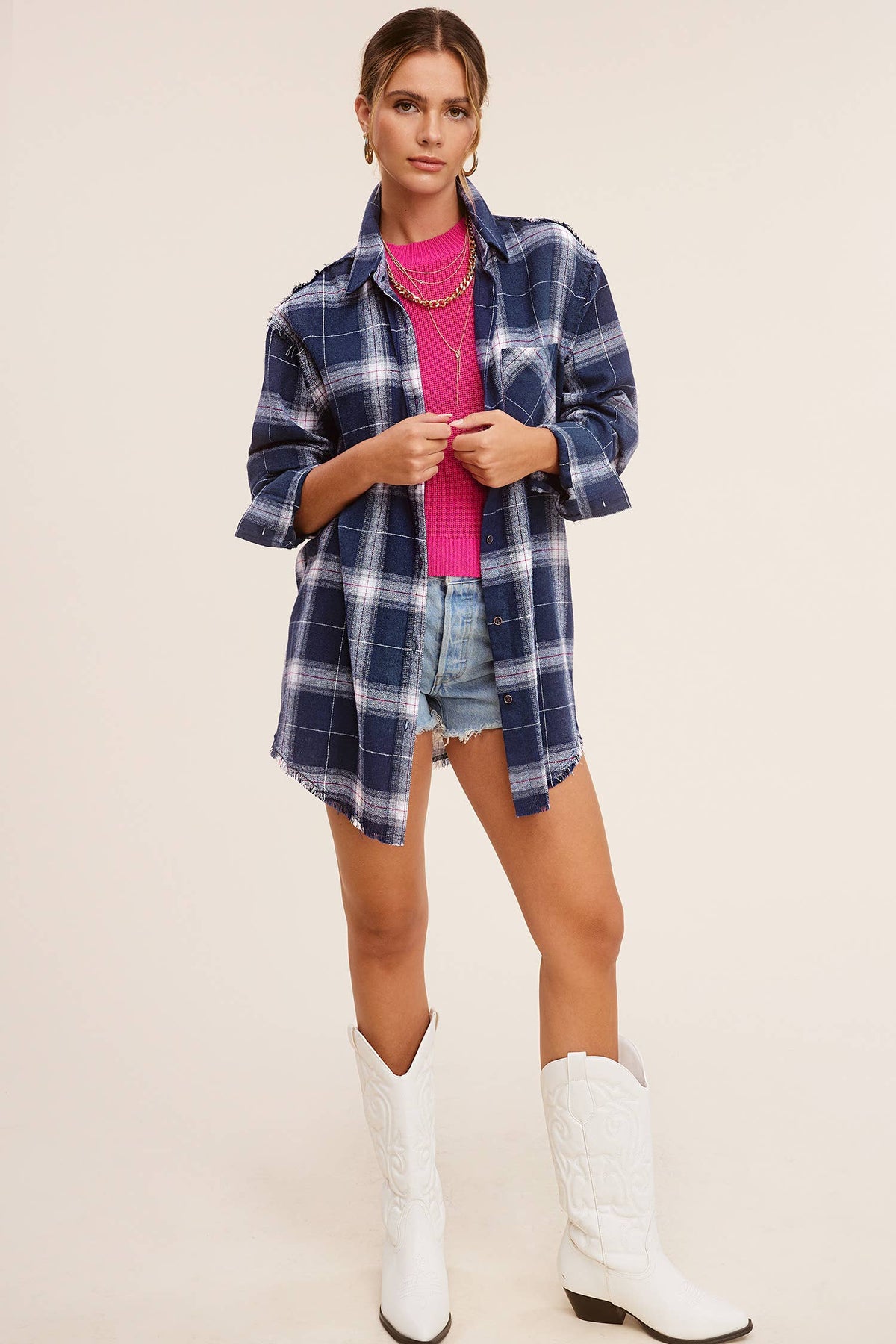 Button Down Fall Winter Plaid Shirts- La Miel