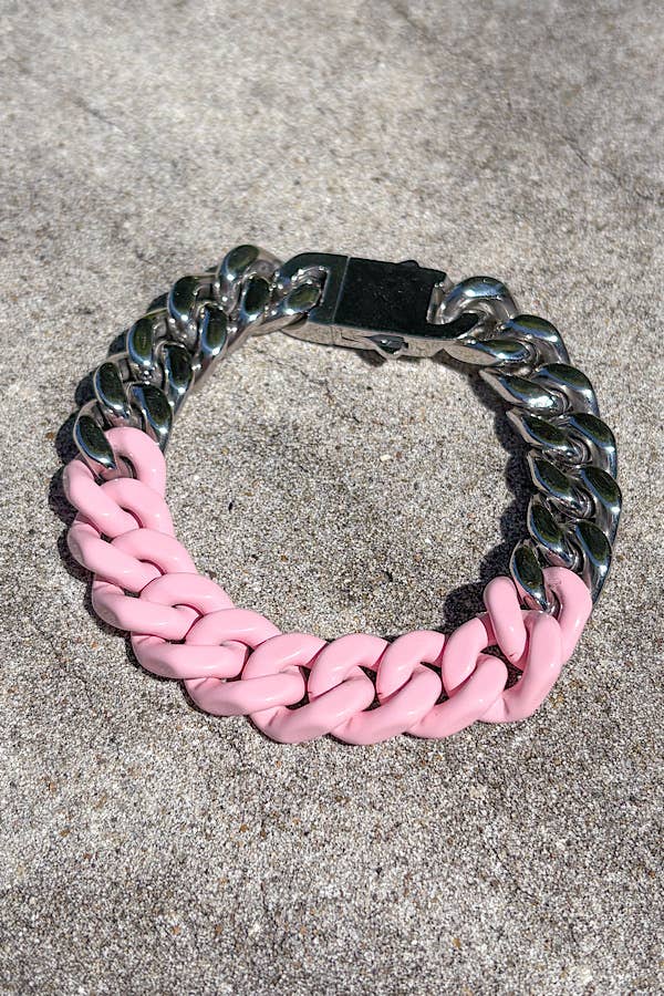 Victoria Pink and Silver Link Bracelet