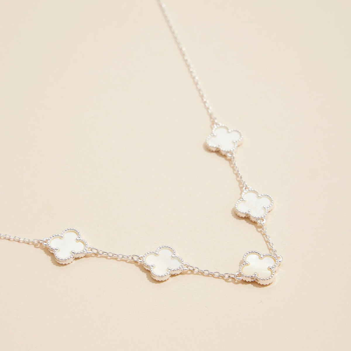 Chain Clover Necklace with Shell Inlay Charms Reversible