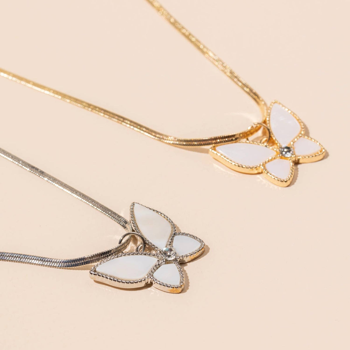 Butterfly Charm Short Necklace Gold or Silver