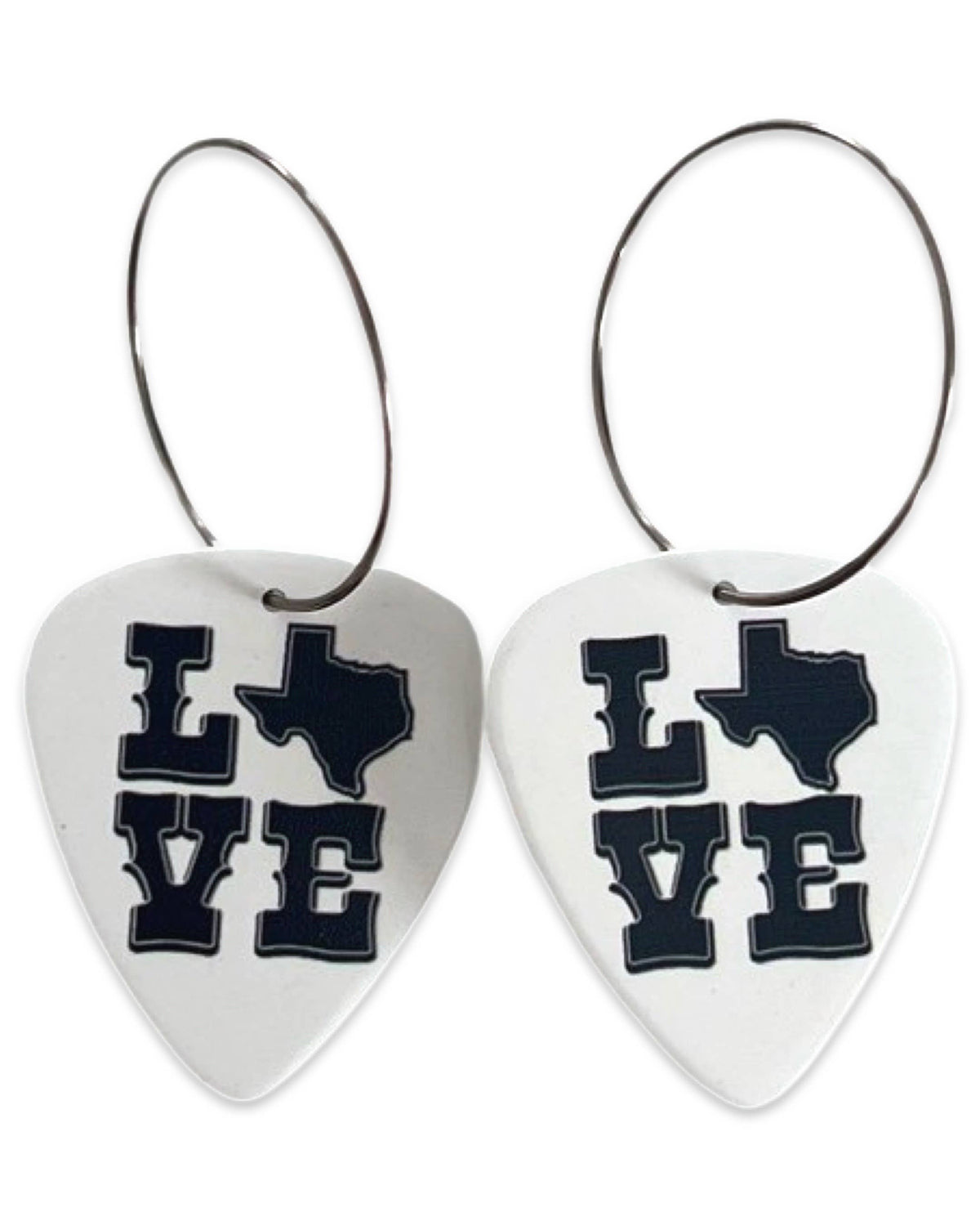 Stainless Steel 25mm Love Reversible Single Guitar Pick Earrings