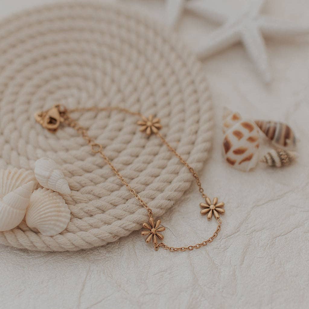 Anna Floral Bracelet Gold or Silver by Mauve