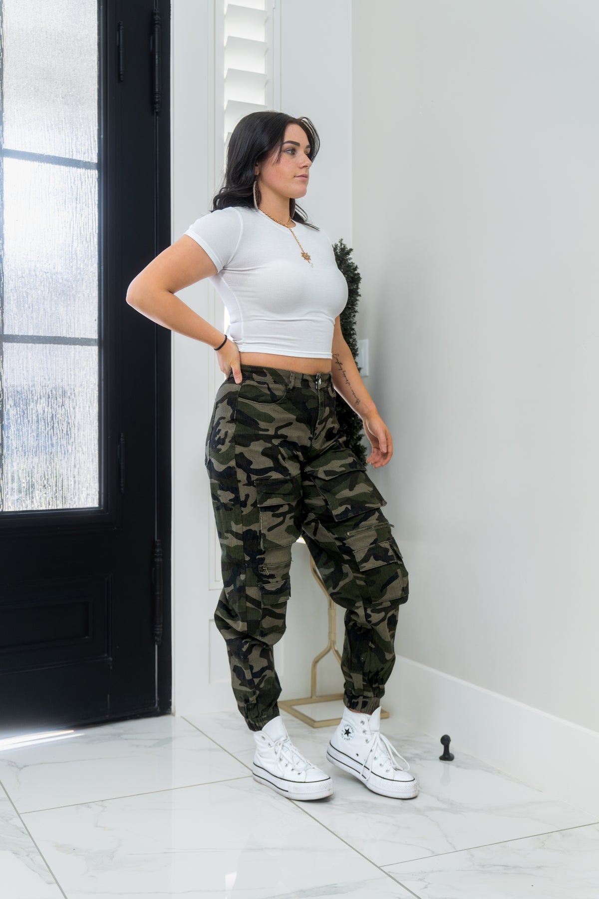 High Waist Utility Cargo Joggers -American Bazi