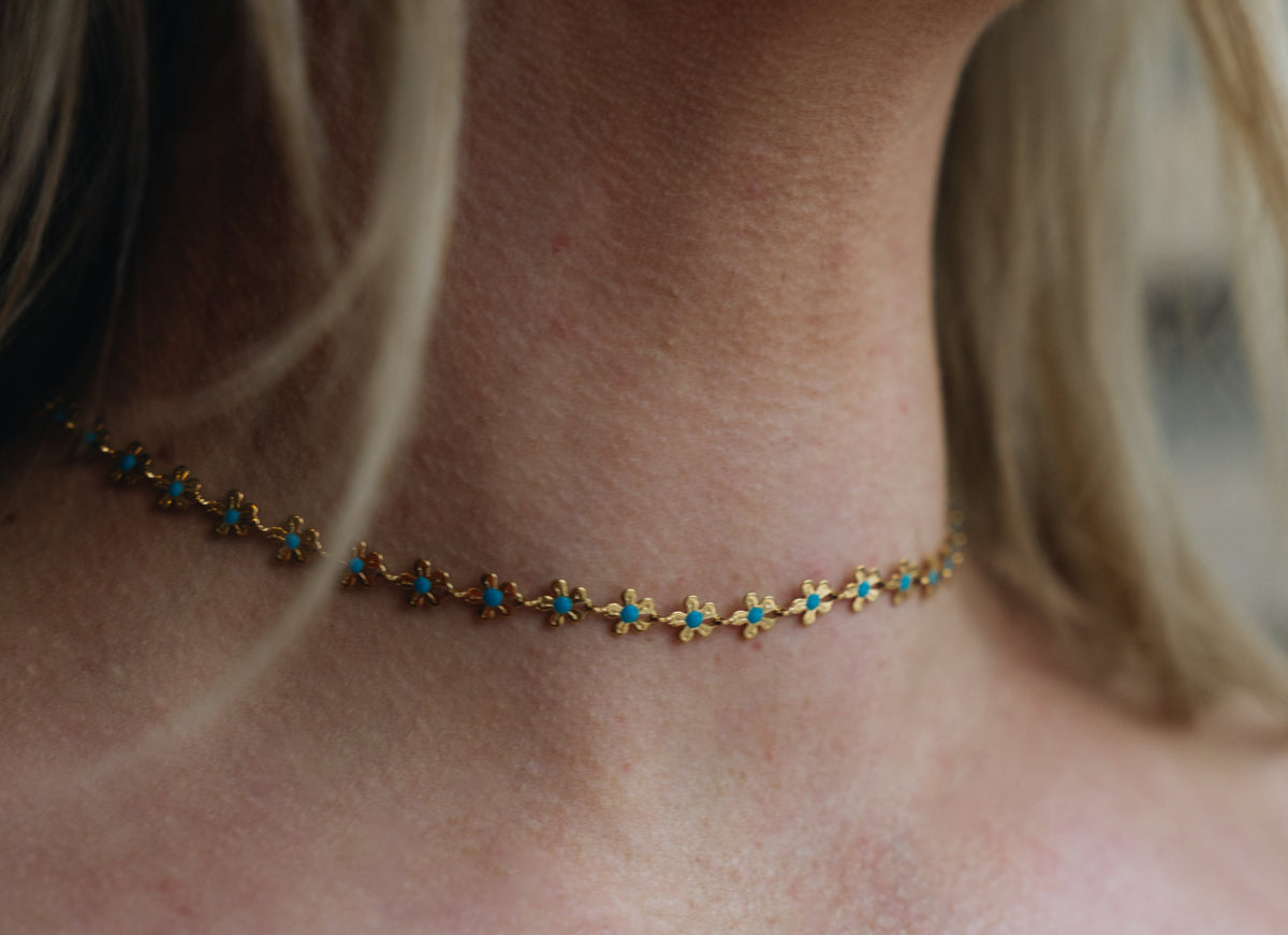 Turquoise Flower Choker My Store